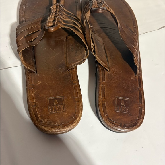 Frye Brown Braided Leather Toe-Loop Sandals - Picture 2 of 11